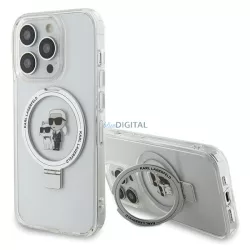   Karl Lagerfeld KLHMP13LHMRSKCH iPhone 13 Pro / 13 6.1" fehér keménytok gyűrűs állvány Karl&Choupettte MagSafe
