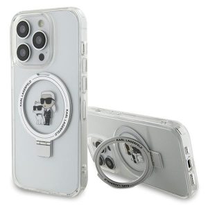 Karl Lagerfeld KLHMP13LHMRSKCH iPhone 13 Pro / 13 6.1" fehér keménytok gyűrűs állvány Karl&Choupettte MagSafe
