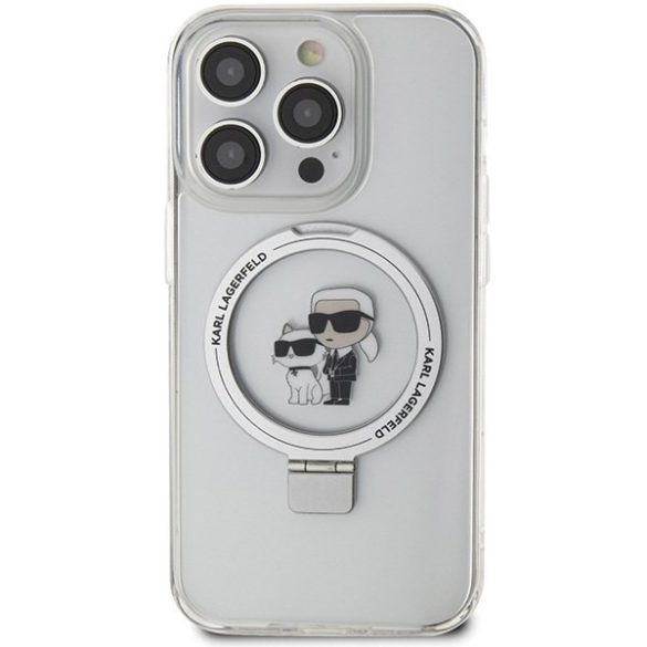 Karl Lagerfeld KLHMP13LHMRSKCH iPhone 13 Pro / 13 6.1" fehér keménytok gyűrűs állvány Karl&Choupettte MagSafe