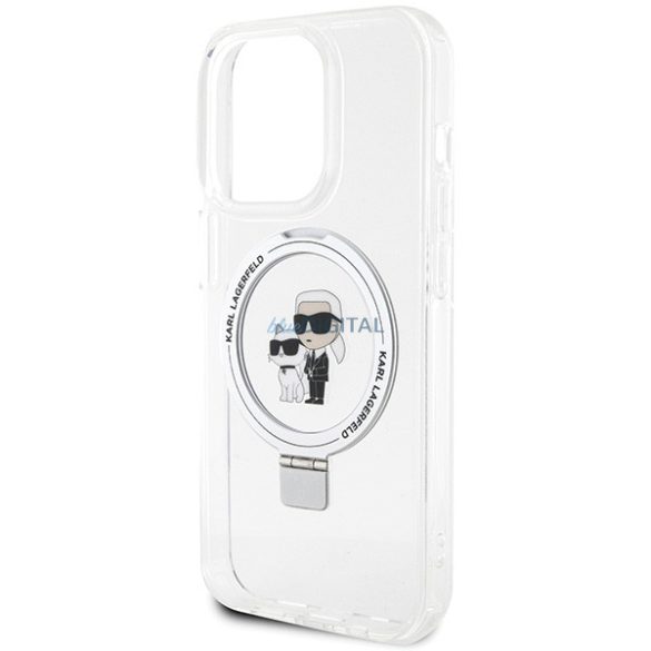 Karl Lagerfeld KLHMP13LHMRSKCH iPhone 13 Pro / 13 6.1" fehér keménytok gyűrűs állvány Karl&Choupettte MagSafe