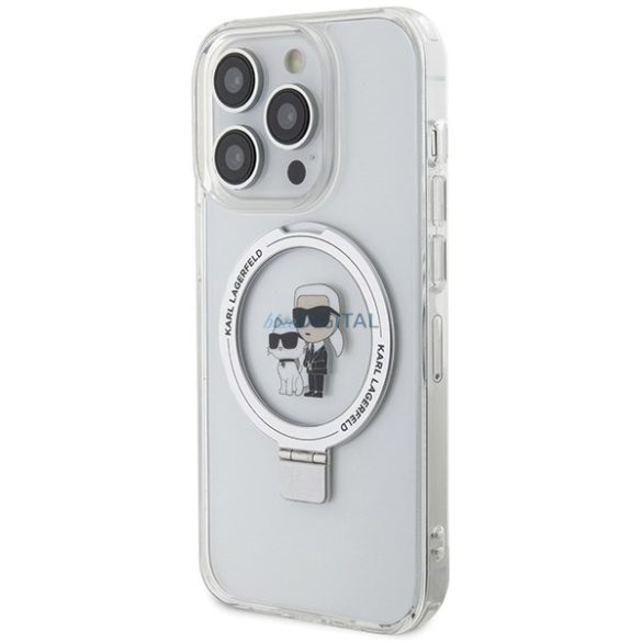 Karl Lagerfeld KLHMP13XHMRSKCH iPhone 13 Pro Max 6.7" fehér keménytok gyűrűs állvány Karl&Choupettte MagSafe