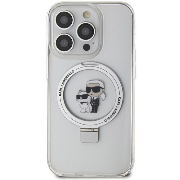 Karl Lagerfeld KLHMP13XHMRSKCH iPhone 13 Pro Max 6.7" fehér keménytok gyűrűs állvány Karl&Choupettte MagSafe