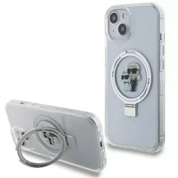   Karl Lagerfeld KLHMP14SHMRSKCH iPhone 14 6.1" fehér keménytok gyűrűs állvány Karl&Choupettte MagSafe