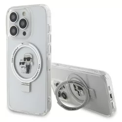   Karl Lagerfeld KLHMP14LHMRSKCH iPhone 14 Pro 6.1" fehér keménytok gyűrűs állvány Karl&Choupettte MagSafe