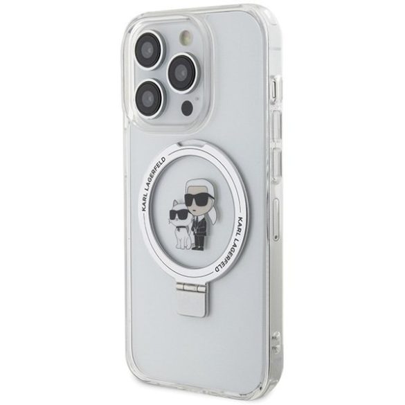 Karl Lagerfeld KLHMP14LHMRSKCH iPhone 14 Pro 6.1" fehér keménytok gyűrűs állvány Karl&Choupettte MagSafe