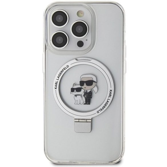 Karl Lagerfeld KLHMP14LHMRSKCH iPhone 14 Pro 6.1" fehér keménytok gyűrűs állvány Karl&Choupettte MagSafe