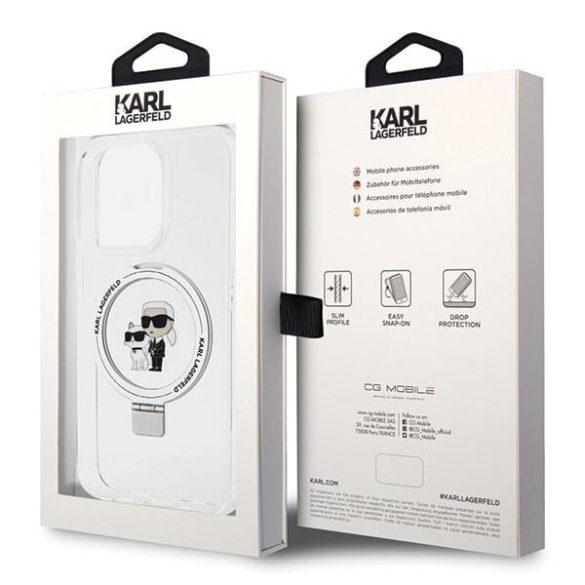 Karl Lagerfeld KLHMP14XHMRSKCH iPhone 14 Pro Max 6.7" fehér keménytok gyűrűs állvány Karl&Choupettte MagSafe