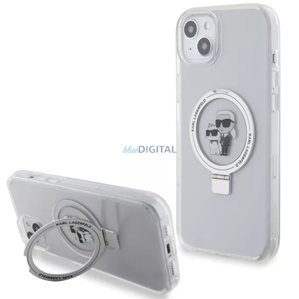 Karl Lagerfeld KLHMP15MHMRSKCH Ring Stand Karl&Choupette MagSafe-kompatibilis tok iPhone 14 Plus/15 Plus - fehér