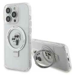   Karl Lagerfeld KLHMP15LHMRSKCH Ring Stand Karl&Choupette MagSafe-kompatibilis tok iPhone 15 Pro - fehér