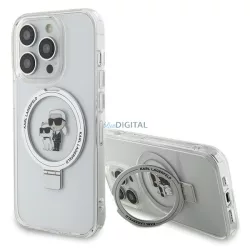  Karl Lagerfeld KLHMP15XHMRSKCH Ring Stand Karl&Choupette MagSafe-kompatibilis tok iPhone 15 Pro Max - fehér