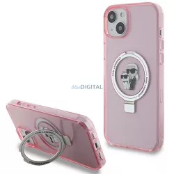   Karl Lagerfeld KLHMP15MHMRSKCP iPhone 15 Plus 6.7" rózsaszín keménytok Karl&Choupette MagSafe gyűrűs állvány