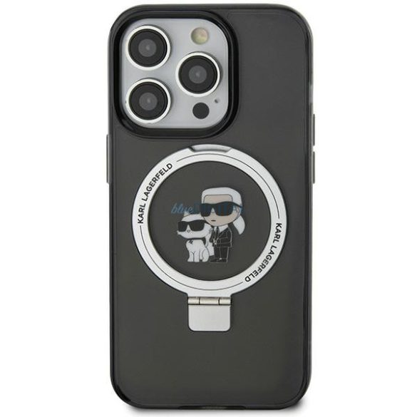 Karl Lagerfeld KLHMN61HMRSKCK iPhone 11 / Xr 6.1" fekete keménytok gyűrűs állvány Karl&Choupettte MagSafe