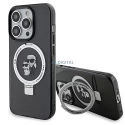   Karl Lagerfeld KLHMP13LHMRSKCK iPhone 13 Pro 6.1" fekete keménytok gyűrűs állvány Karl&Choupettte MagSafe
