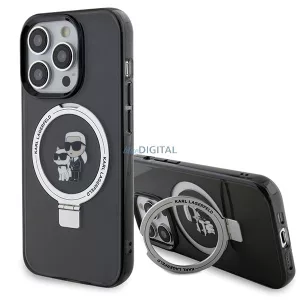 Karl Lagerfeld KLHMP13LHMRSKCK iPhone 13 Pro 6.1" fekete keménytok gyűrűs állvány Karl&Choupettte MagSafe