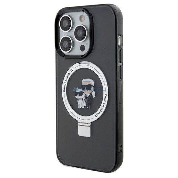 Karl Lagerfeld KLHMP13XHMRSKCK iPhone 13 Pro Max 6.7" fekete keménytok gyűrűs állvány Karl&Choupettte MagSafe