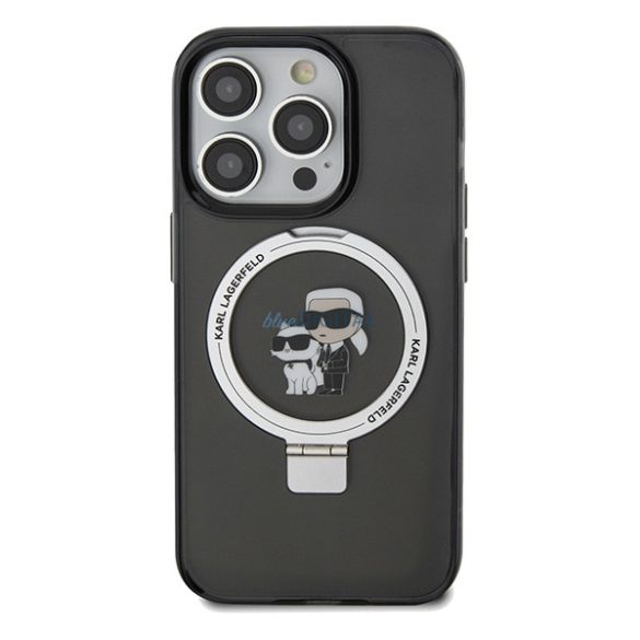 Karl Lagerfeld KLHMP13XHMRSKCK iPhone 13 Pro Max 6.7" fekete keménytok gyűrűs állvány Karl&Choupettte MagSafe