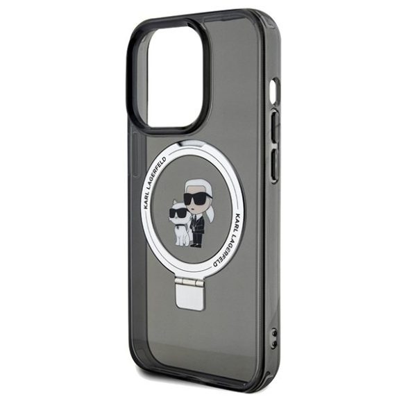 Karl Lagerfeld KLHMP13XHMRSKCK iPhone 13 Pro Max 6.7" fekete keménytok gyűrűs állvány Karl&Choupettte MagSafe