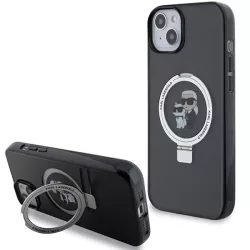   Karl Lagerfeld KLHMP14SHMRSKCK iPhone 14 6.1" fekete keménytok Gyűrűs állvány Karl&Choupettte MagSafe