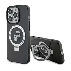   Karl Lagerfeld KLHMP14LHMRSKCK iPhone 14 Pro 6.1" fekete keménytok gyűrűs állvány Karl&Choupettte MagSafe