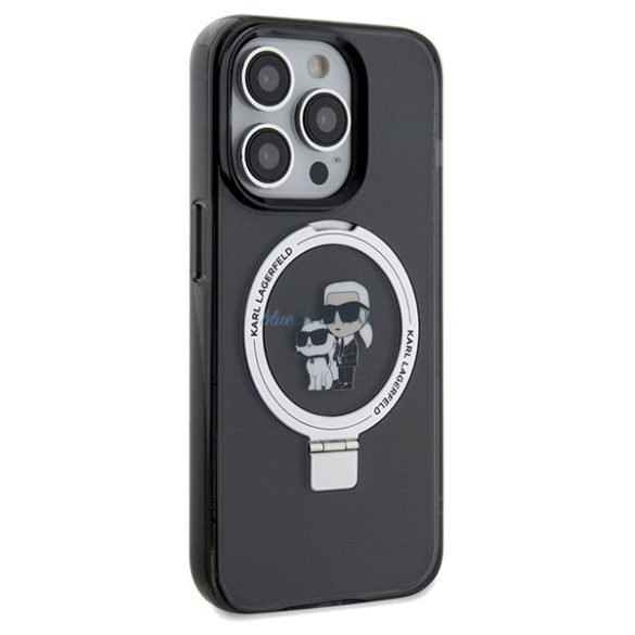 Karl Lagerfeld KLHMP14XHMRSKCK iPhone 14 Pro Max 6.7" fekete keménytok gyűrűs állvány Karl&Choupettte MagSafe