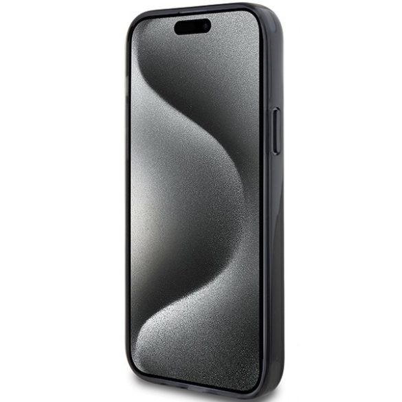 Karl Lagerfeld KLHMP15SHMRSKCK iPhone 15 / 14 / 13 6.1" fekete keménytok gyűrűs állvány Karl&Choupettte MagSafe