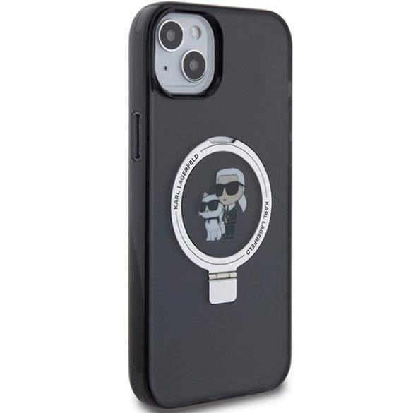 Karl Lagerfeld KLHMP15MHMRSKCK iPhone 15 Plus / 14 Plus 6.7 "fekete keménytok gyűrűs állvány Karl&Choupettte MagSafe