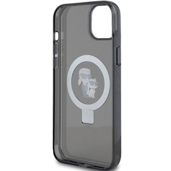 Karl Lagerfeld KLHMP15MHMRSKCK iPhone 15 Plus / 14 Plus 6.7 "fekete keménytok gyűrűs állvány Karl&Choupettte MagSafe