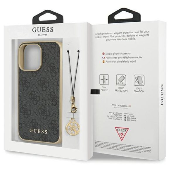 Guess GUHCP14LGF4GGR iPhone 14 Pro 6,1" szürke keménytok 4G Charms kollekció