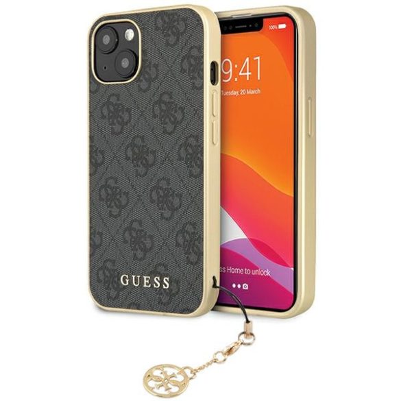 Guess GUHCP14SGF4GGR iPhone 14 / 15 / 13 6.1" szürke keménytok 4G Charms kollekció