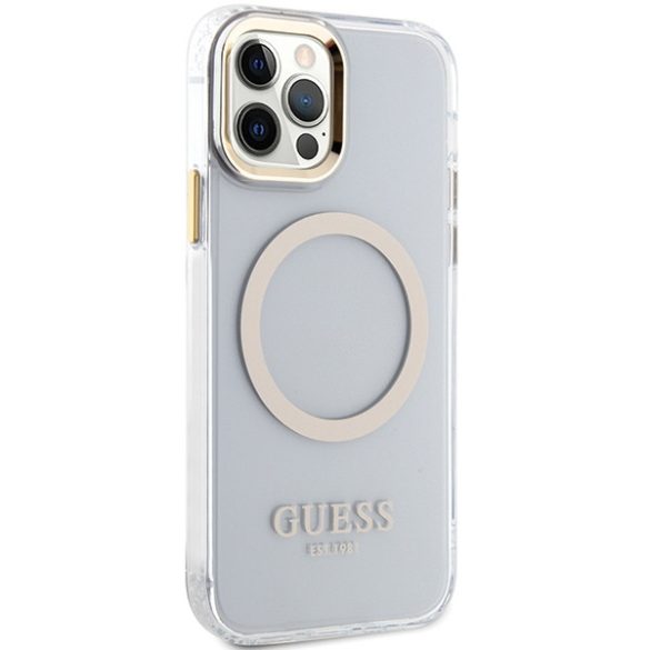 Guess GUHMP12MHTRMD iPhone 12/12 Pro 6.1" arany keménytok fém kontúr Magsafe