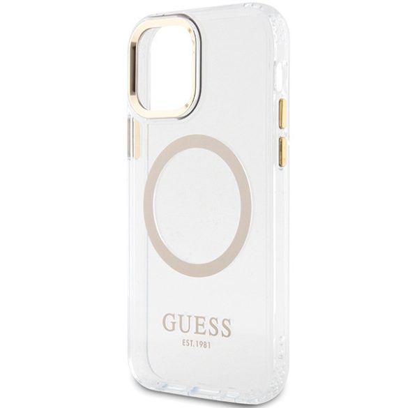 Guess GUHMP12MHTRMD iPhone 12/12 Pro 6.1" arany keménytok fém kontúr Magsafe