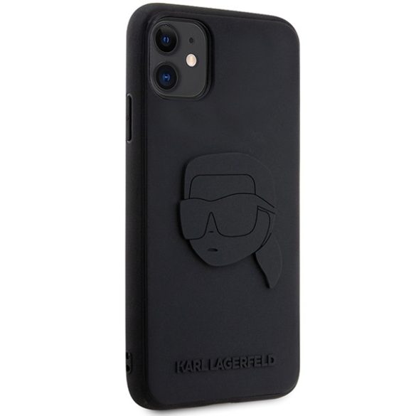 Karl Lagerfeld KLHCN613DRKNK iPhone 11 / Xr 6.1" fekete keménytok  gumi Karl Head 3D