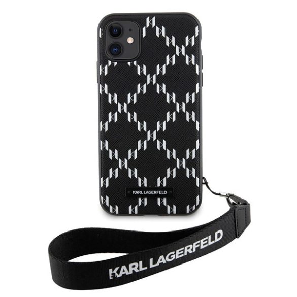 Karl Lagerfeld KLHCN61SAKLMBSK iPhone 11 / Xr 6.1" fekete keménytok  Monogram Losange Saffiano monogram