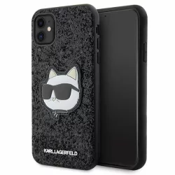   Karl Lagerfeld KLHCN61G2CPK iPhone 11  6.1" fekete keménytok  Glitter Choupette Patch