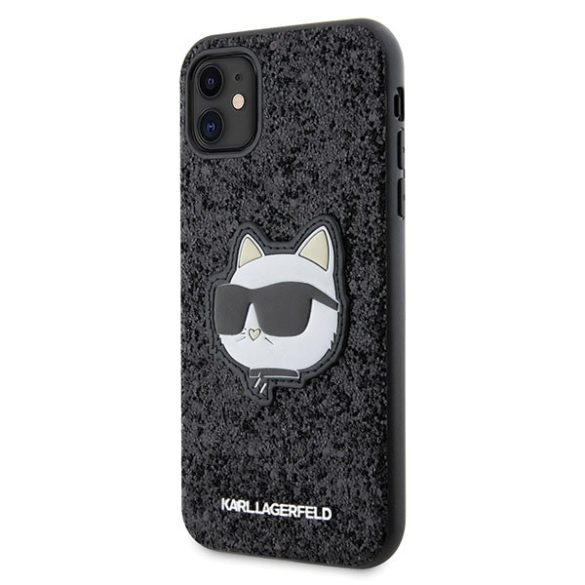 Karl Lagerfeld KLHCN61G2CPK iPhone 11 / Xr 6.1" fekete keménytok  Glitter Choupette Patch