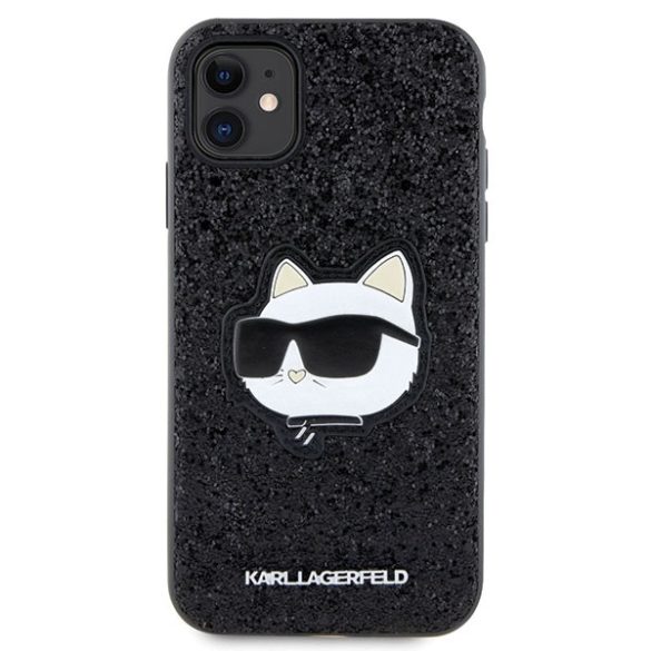 Karl Lagerfeld KLHCN61G2CPK iPhone 11 / Xr 6.1" fekete keménytok  Glitter Choupette Patch