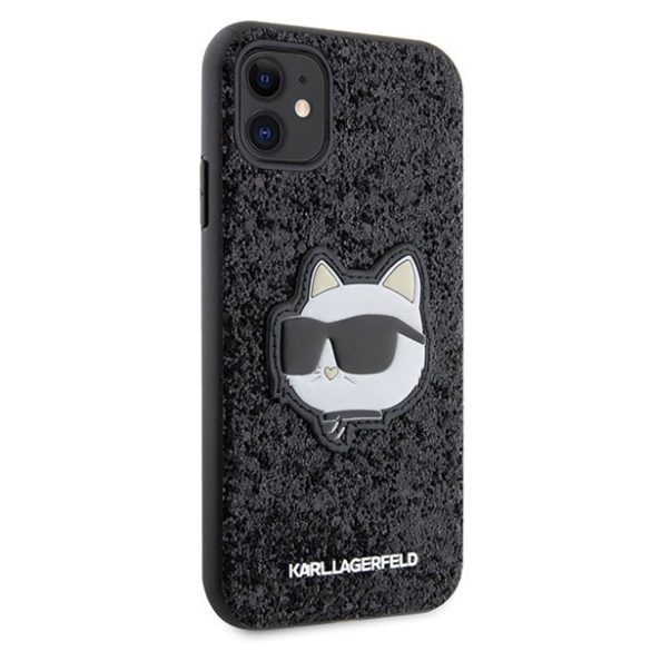 Karl Lagerfeld KLHCN61G2CPK iPhone 11 / Xr 6.1" fekete keménytok  Glitter Choupette Patch