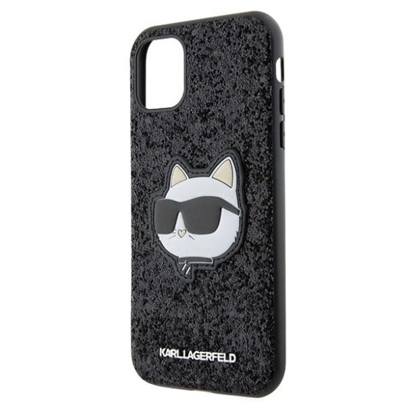 Karl Lagerfeld KLHCN61G2CPK iPhone 11 / Xr 6.1" fekete keménytok  Glitter Choupette Patch