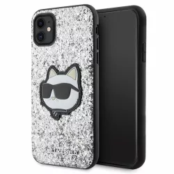   Karl Lagerfeld KLHCN61G2CPS iPhone 11  6.1" ezüst keménytok Glitter Choupette Patch