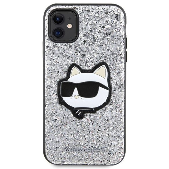 Karl Lagerfeld KLHCN61G2CPS iPhone 11 / Xr 6.1" ezüst keménytok Glitter Choupette Patch
