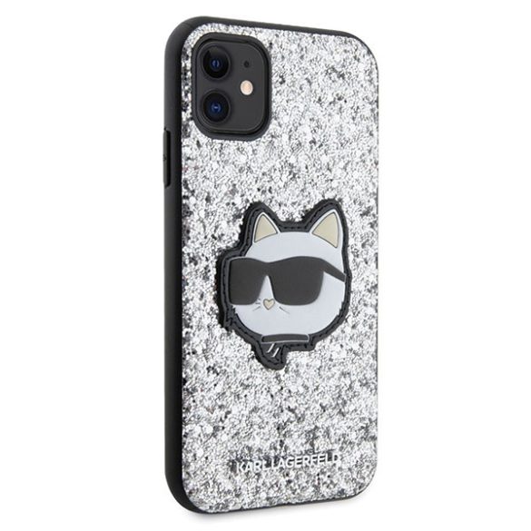 Karl Lagerfeld KLHCN61G2CPS iPhone 11 / Xr 6.1" ezüst keménytok Glitter Choupette Patch