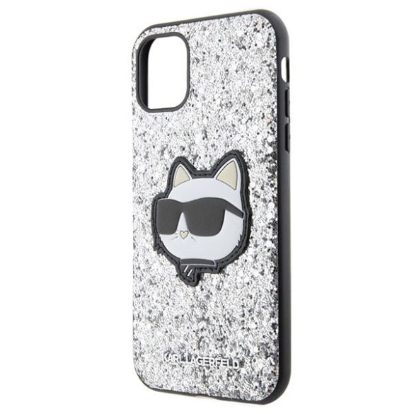 Karl Lagerfeld KLHCN61G2CPS iPhone 11 / Xr 6.1" ezüst keménytok Glitter Choupette Patch