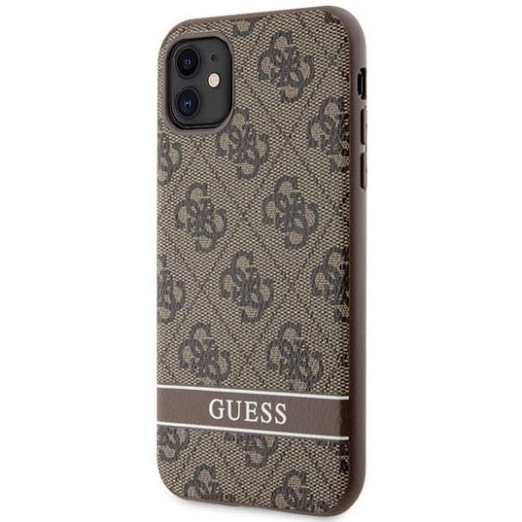 Guess GUHCN61P4SNW iPhone 11 / Xr barna keménytok 4G Stripe