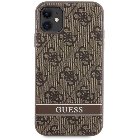 Guess GUHCN61P4SNW iPhone 11 / Xr barna keménytok 4G Stripe