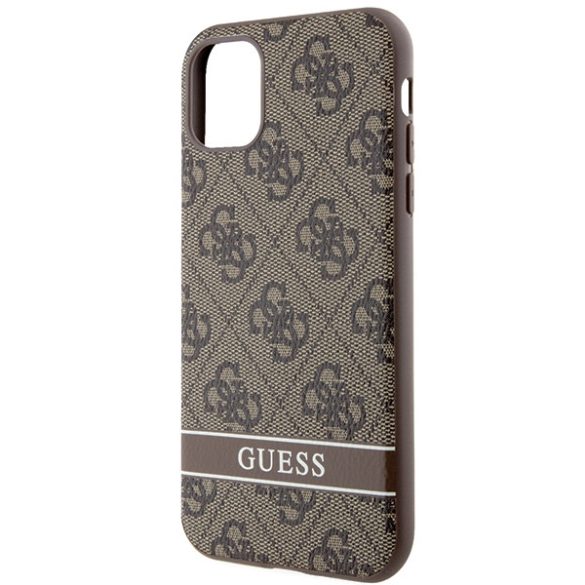 Guess GUHCN61P4SNW iPhone 11 / Xr barna keménytok 4G Stripe