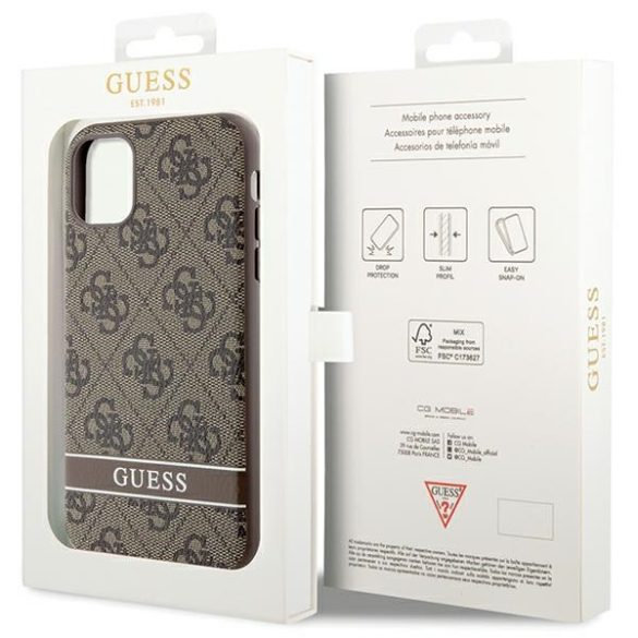 Guess GUHCN61P4SNW iPhone 11 / Xr barna keménytok 4G Stripe