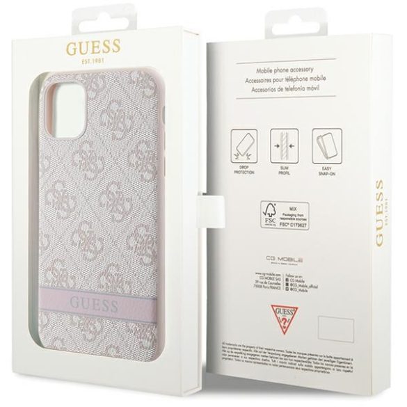 Guess GUHCN61P4SNP iPhone 11 / Xr rózsaszín / rózsaszín keménytok 4G Stripe