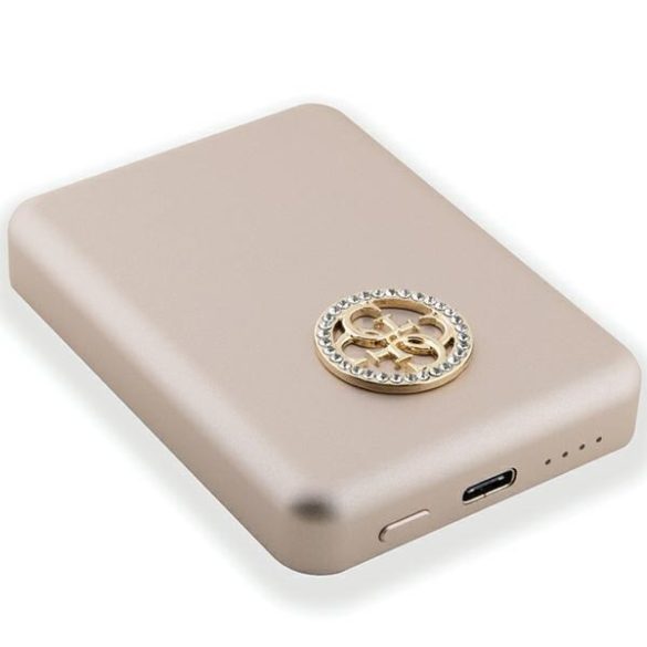 Guess Powerbank indukciós 5W GUPBM3AL4DMD 3000mAh arany MagSafe 4G Strassed fém logó