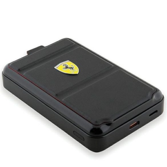 Ferrari FEPB10MSPLEK Metal Logo MagSafe kompatibilis powerbank 15W 10000mAh állvány funkcióval - fekete