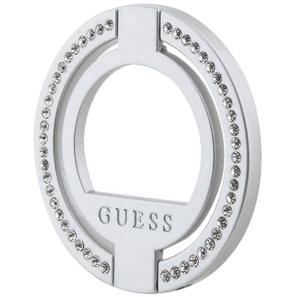 Guess MagSafe gyűrű állvány GUMRSALDGS ezüst Strasszkő tok